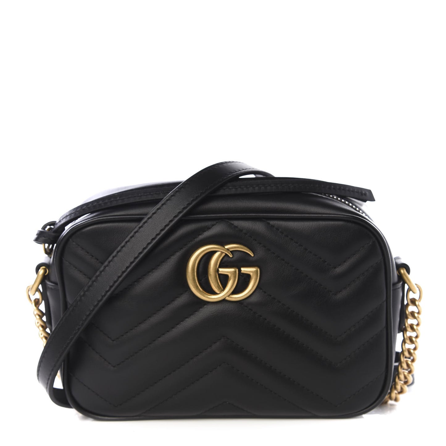 Calfskin Matelasse Mini GG Marmont Chain Shoulder Bag Black