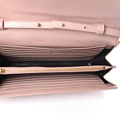 Saint Laurent Grain De Poudre Matelasse Chevron Monogram Chain Wallet Rose Antic 5 of 10