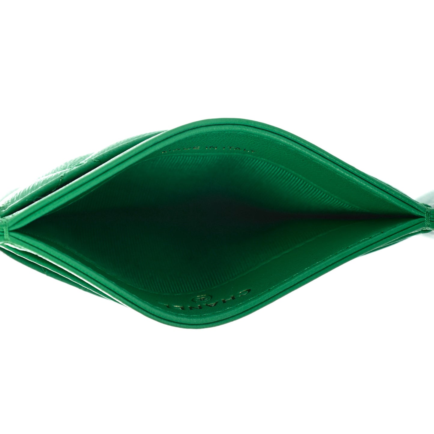 Lambskin Quilted Card Holder Green