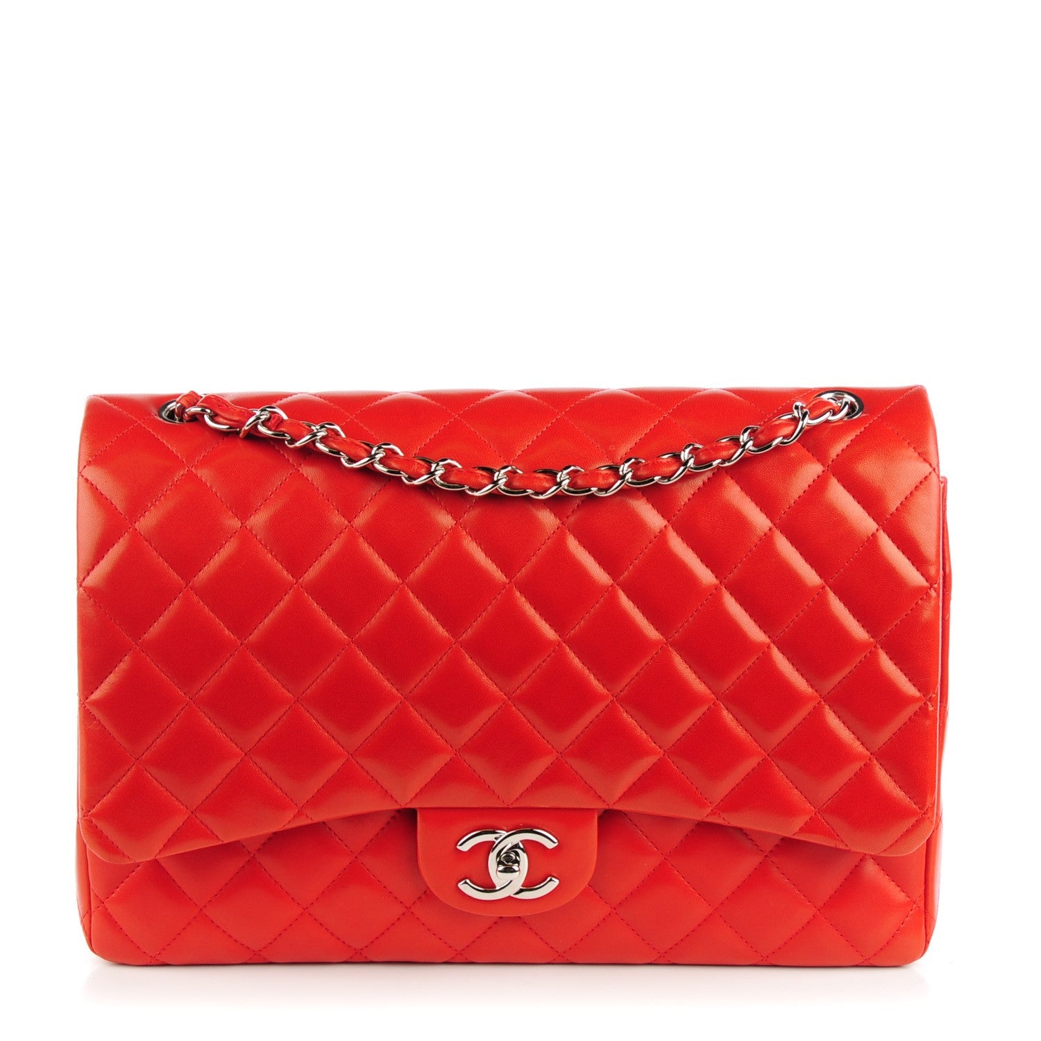 Chanel Lambskin Quilted Maxi Double Flap Red 1 of 8