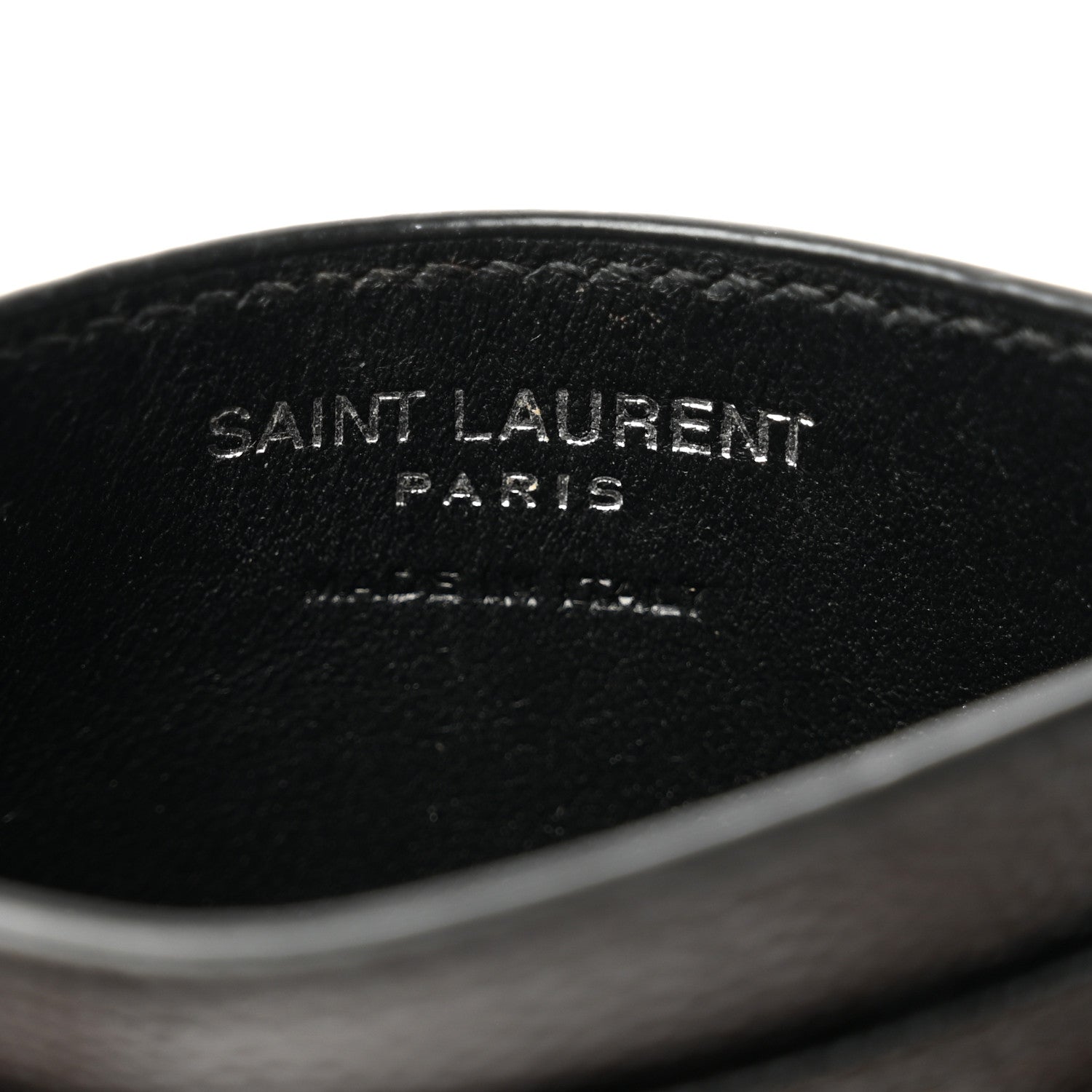 Saint Laurent Grain De Poudre Matelasse Chevron Monogram Credit Card Case Black 6 of 10