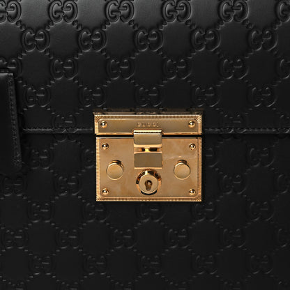 Gucci Guccissima Signature Medium Padlock Top Handle Bag Black 8 of 10