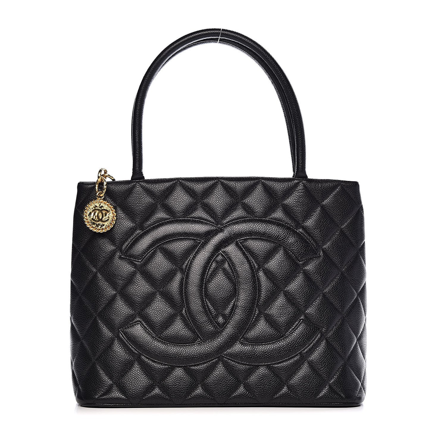 Caviar Quilted Medallion Tote Black