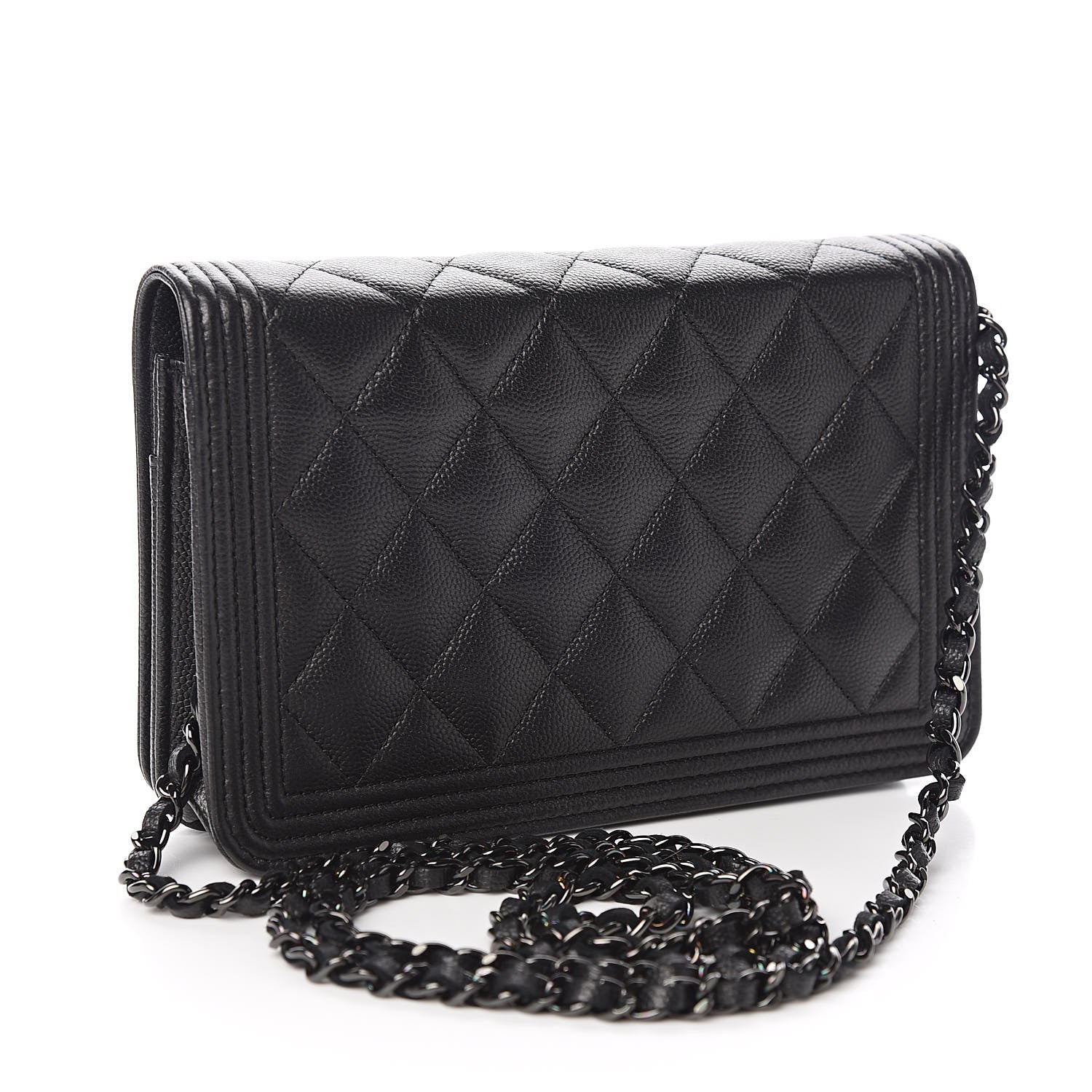 Chanel Caviar Quilted Boy Wallet On Chain WOC So Black 3 of 12