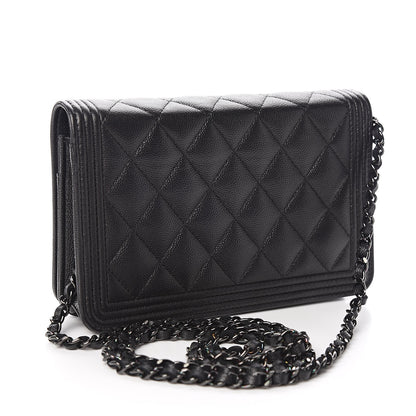 Chanel Caviar Quilted Boy Wallet On Chain WOC So Black 3 of 12