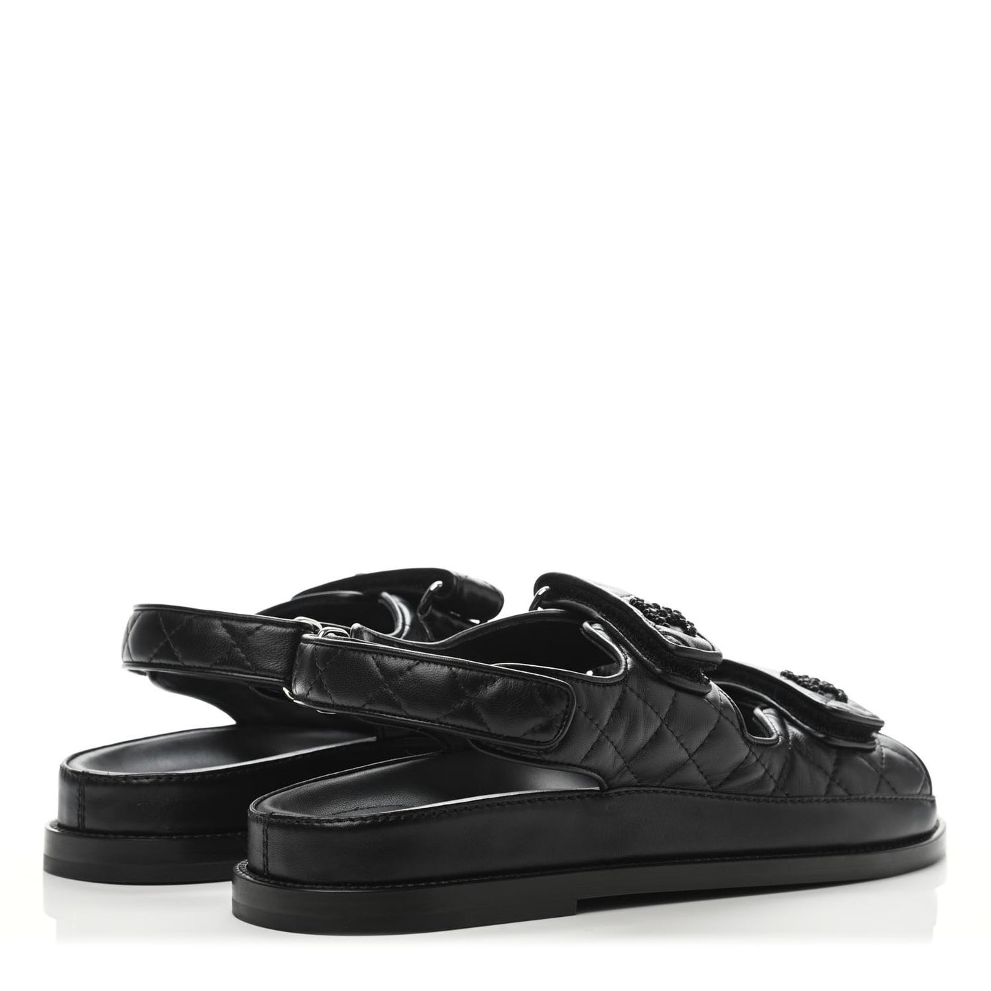 Lambskin Velcro Dad Sandals 39 Black
