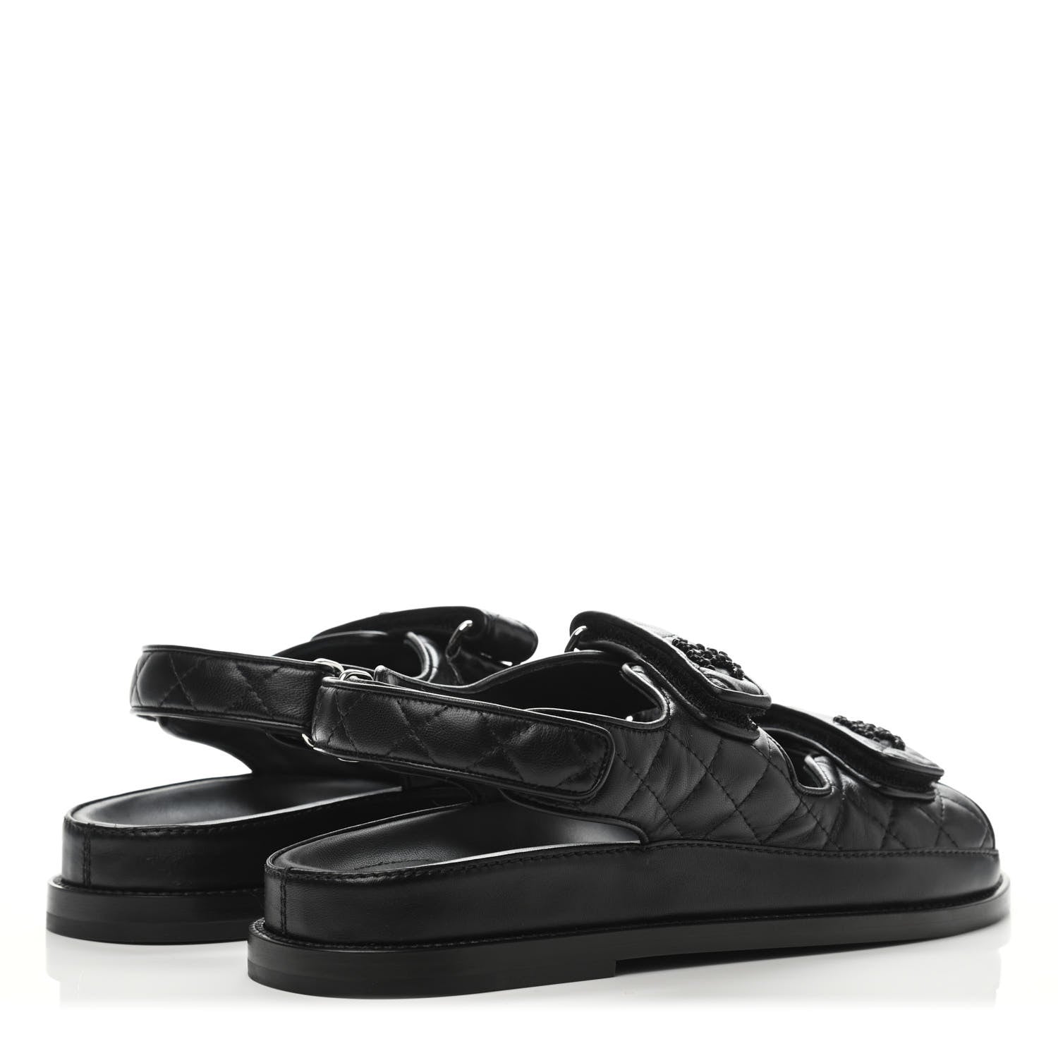 Chanel Lambskin Velcro Dad Sandals 39 Black 3 of 4