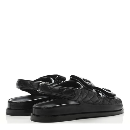 Chanel Lambskin Velcro Dad Sandals 39 Black 3 of 4