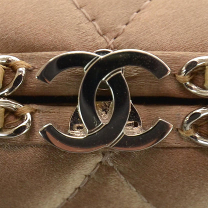 Chanel Satin Quilted Chain Around Clutch Beige 4 of 7