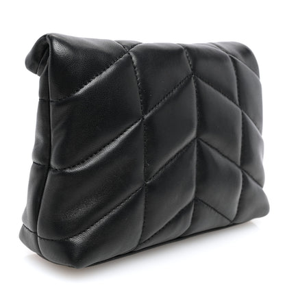 Saint Laurent Lambskin Monogram Loulou Puffer Pouch Clutch Black 4 of 10
