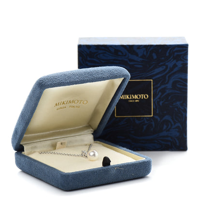 Mikimoto 18K White Gold Diamond Akoya Pearl 8mm Morning Dew Pendant Necklace 6 of 6