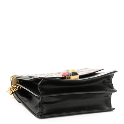 Fendi Vitello Liberty Bi-Color FF 1974 Embossed Small Kan I Shoulder Bag Black Maya 4 of 10