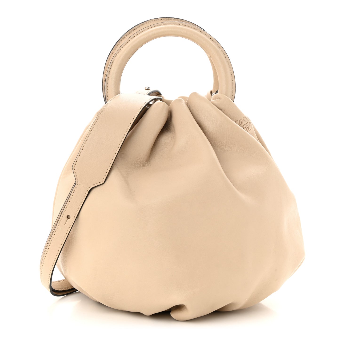 Gathered Lambskin Small Bounce Bag Beige