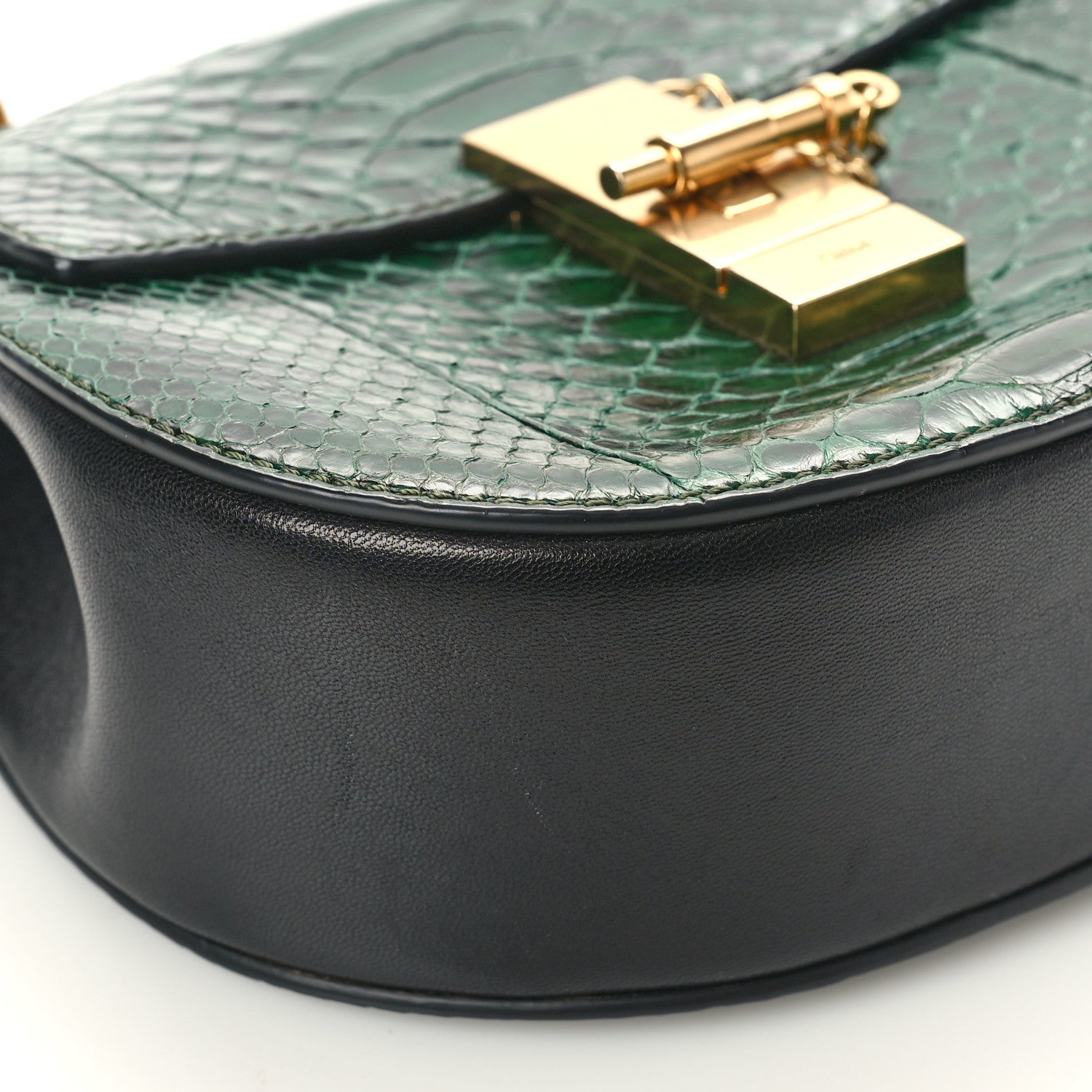 Chloe Snakeskin Mini Drew Shoulder Bag Green 8 of 9