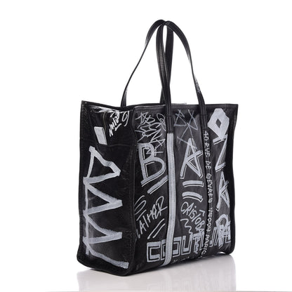 Balenciaga Agneau Arena Graffiti All Over Medium Bazar Shopper Tote Black White 3 of 9