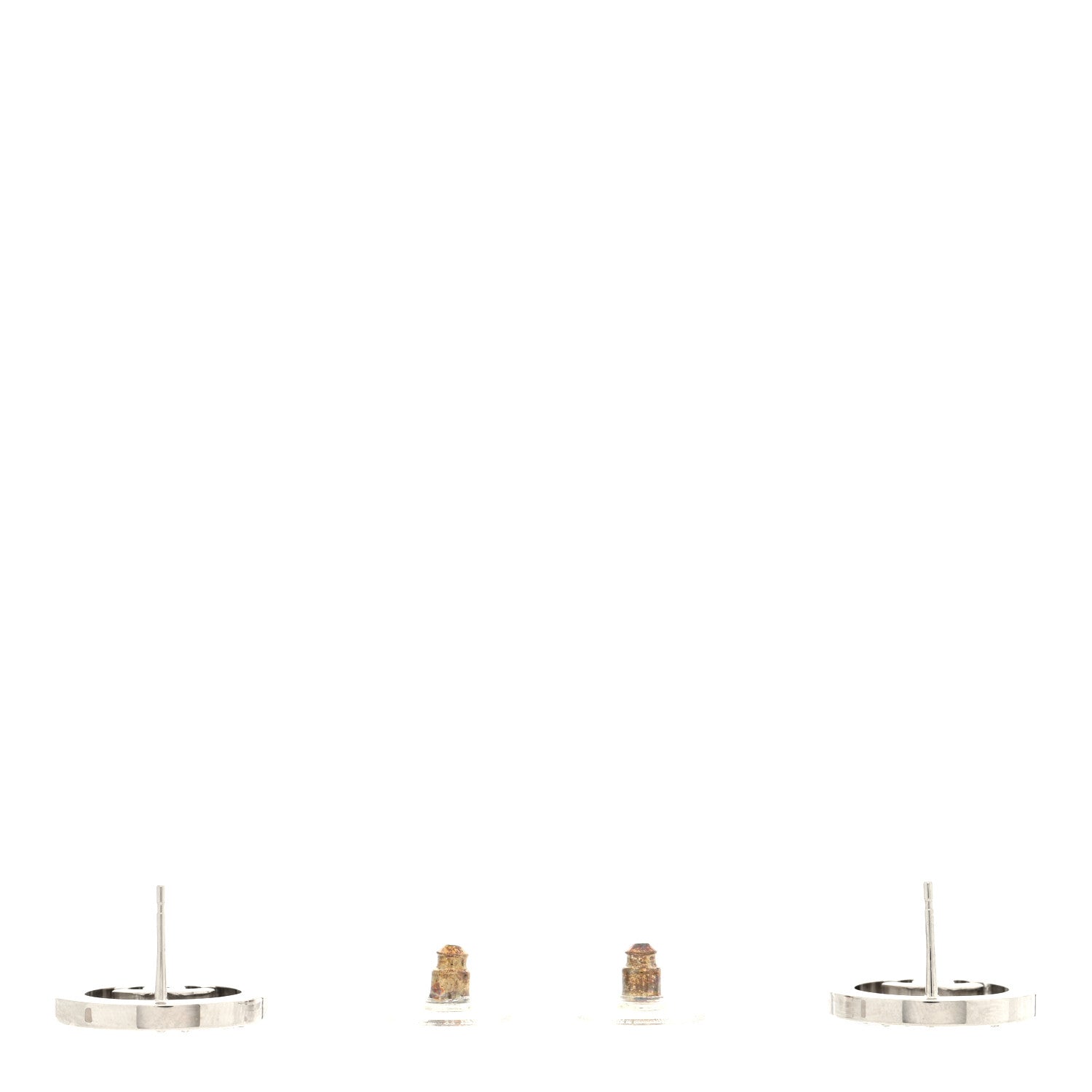 Chanel Crystal CC Round Earrings Silver 3 of 5