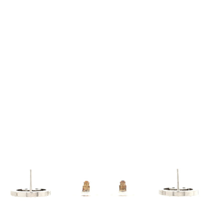 Chanel Crystal CC Round Earrings Silver 3 of 5