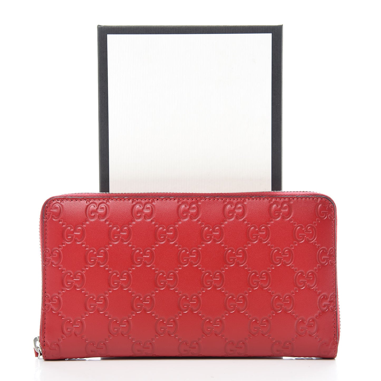 Guccissima Signature Zip Around Organizer Wallet Hibiscus Red