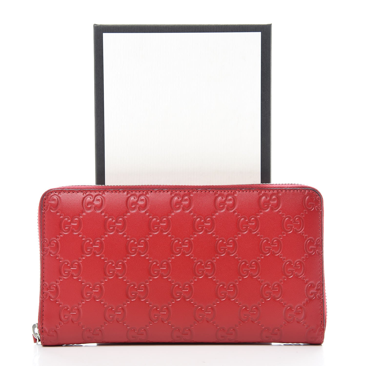 Gucci Guccissima Signature Zip Around Organizer Wallet Hibiscus Red 10 of 10