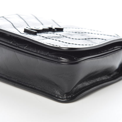 Saint Laurent Crinkled Calfskin Matelasse Monogram Niki Chain Wallet Black 6 of 9