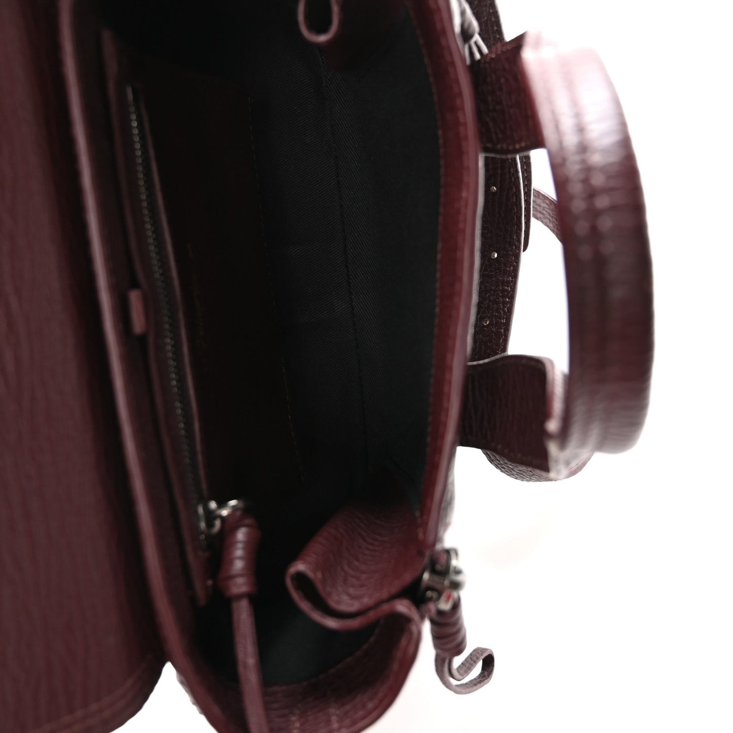 Textured Calfskin Mini Pashli Satchel Black Cherry