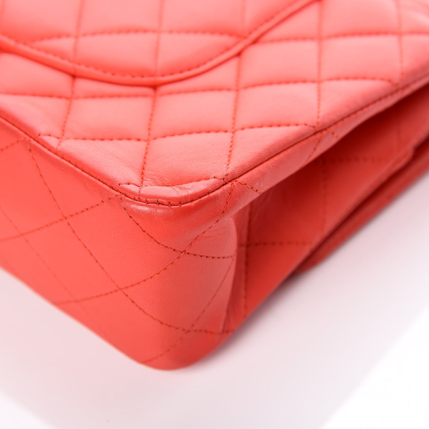 Lambskin Quilted Medium Double Flap Red