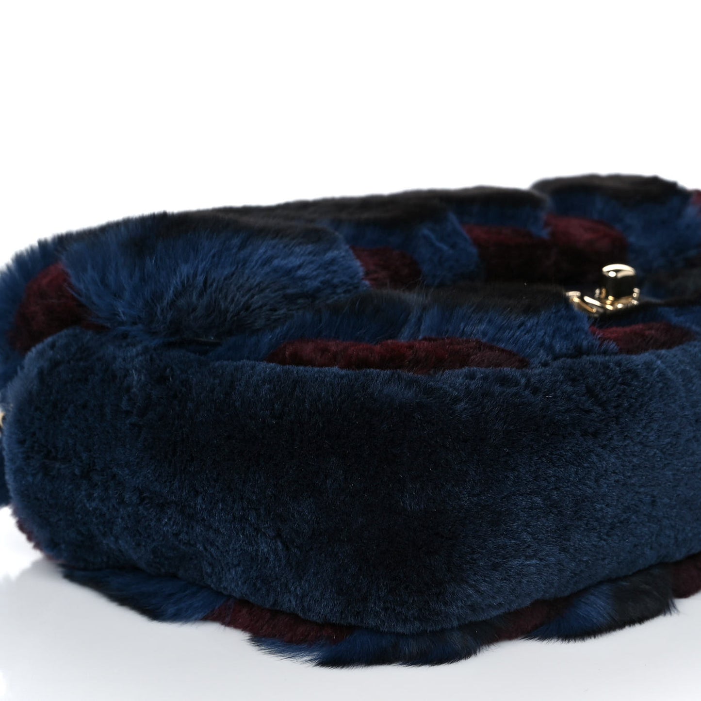 Orylag Rabbit Fur Chevron Small Single Flap Burgundy Blue