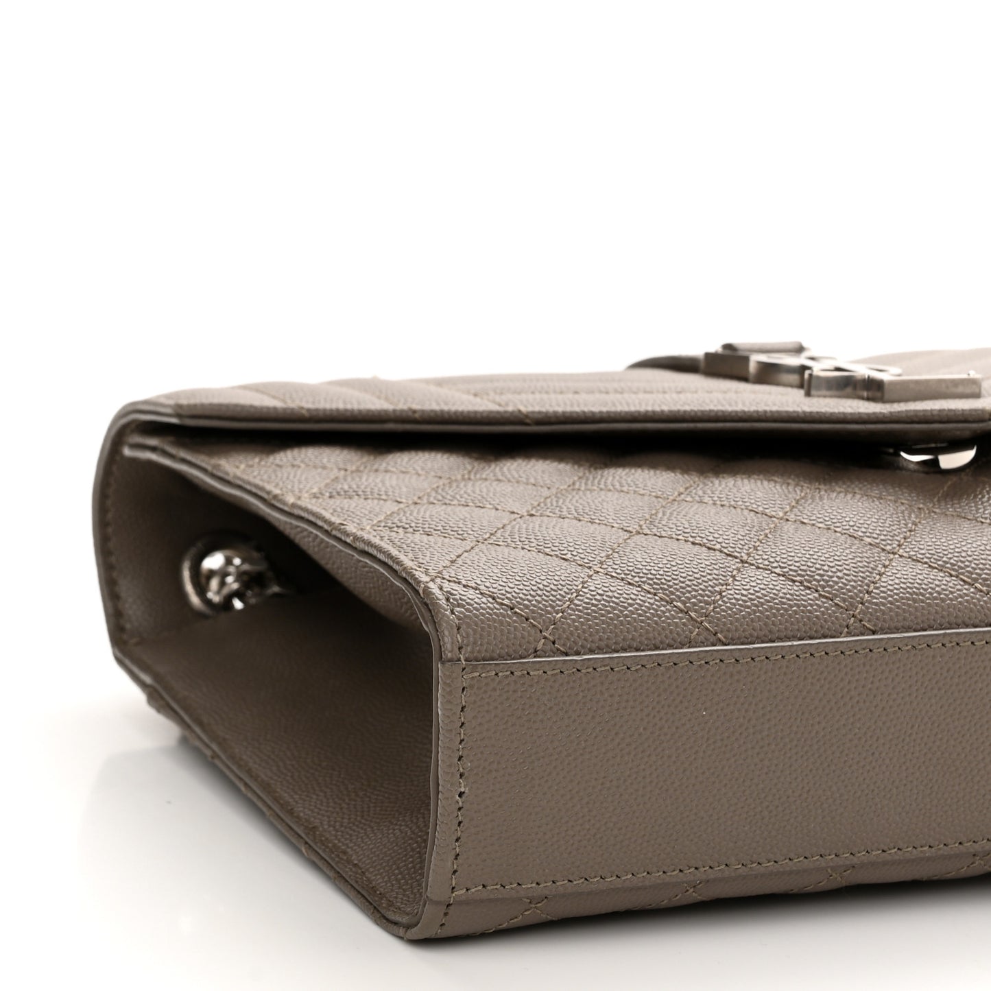 Grain De Poudre Textured Mixed Matelasse Medium Triquilt Monogram Satchel Dark Beige