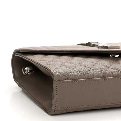 Saint Laurent Grain De Poudre Textured Mixed Matelasse Medium Triquilt Monogram Satchel Dark Beige 8 of 9