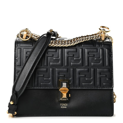 Fendi Vitello Liberty FF 1974 Embossed Small Kan I Shoulder Bag Black 1 of 4