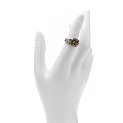 David Yurman Sterling Silver Diamond Citrine 7mm Petite Albion Ring 50 5.25 2 of 9