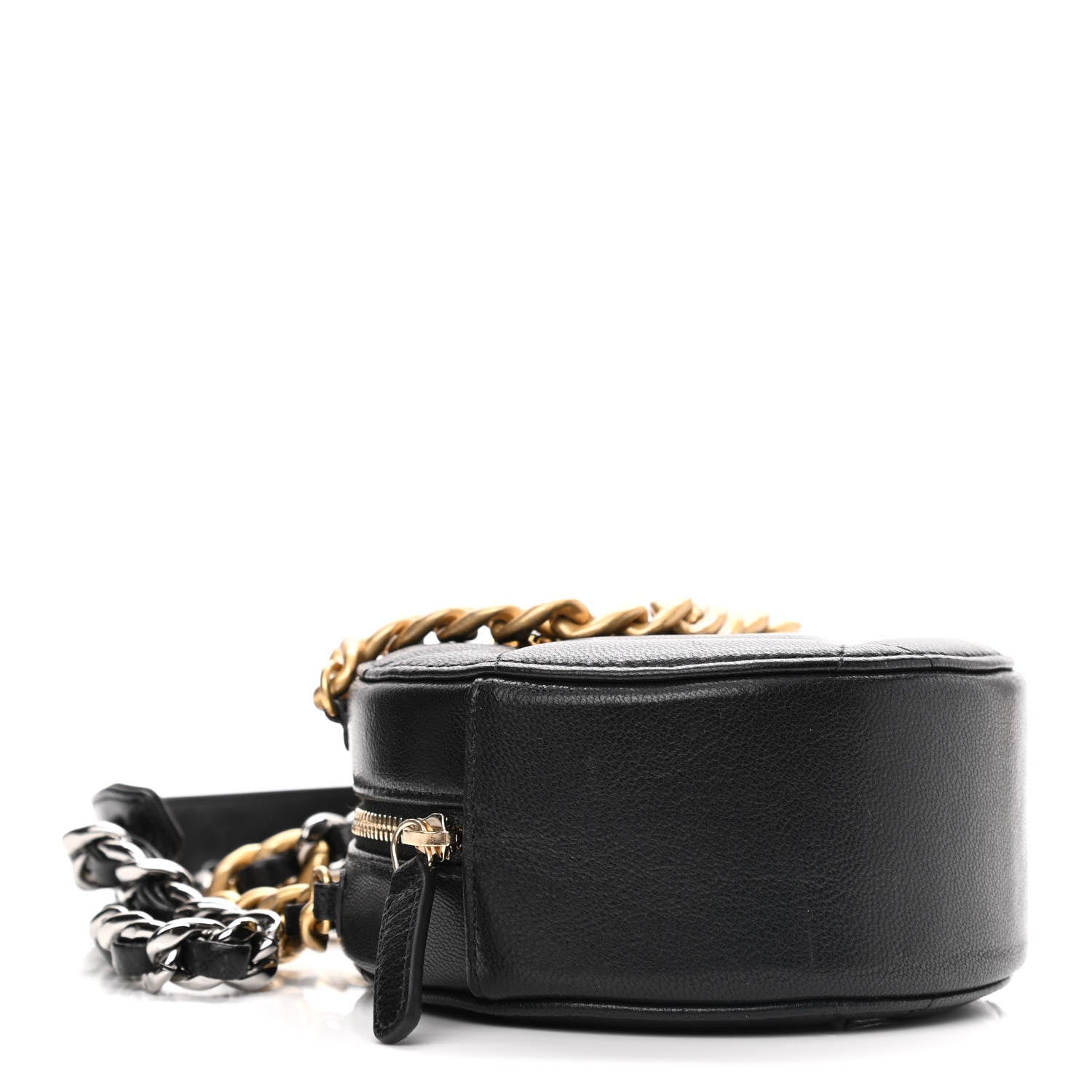 Chanel Lambskin Quilted Chanel 19 Round Clutch With Chain Black 4 of 11