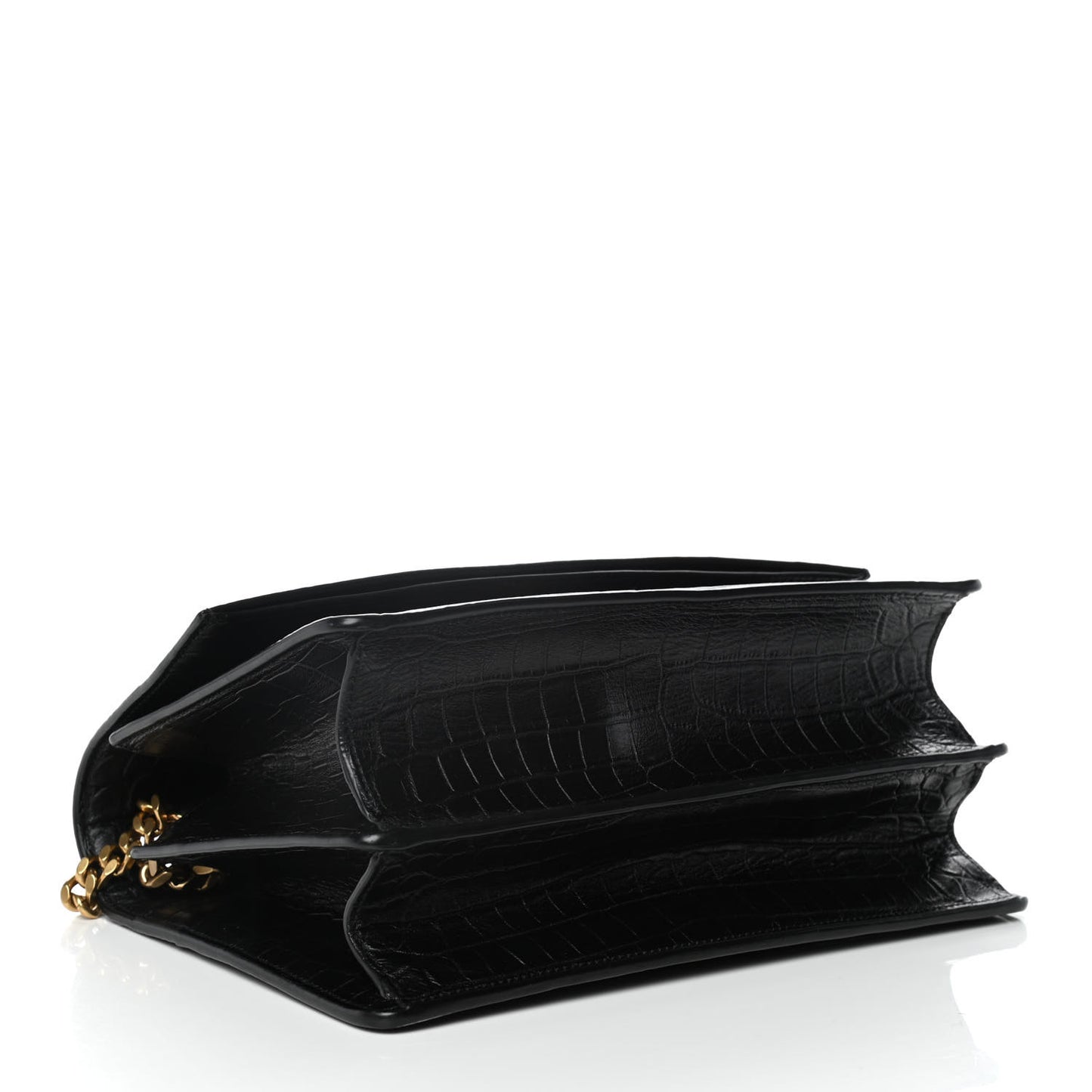 Calfskin Crocodile Embossed Monogram Medium Sunset Black