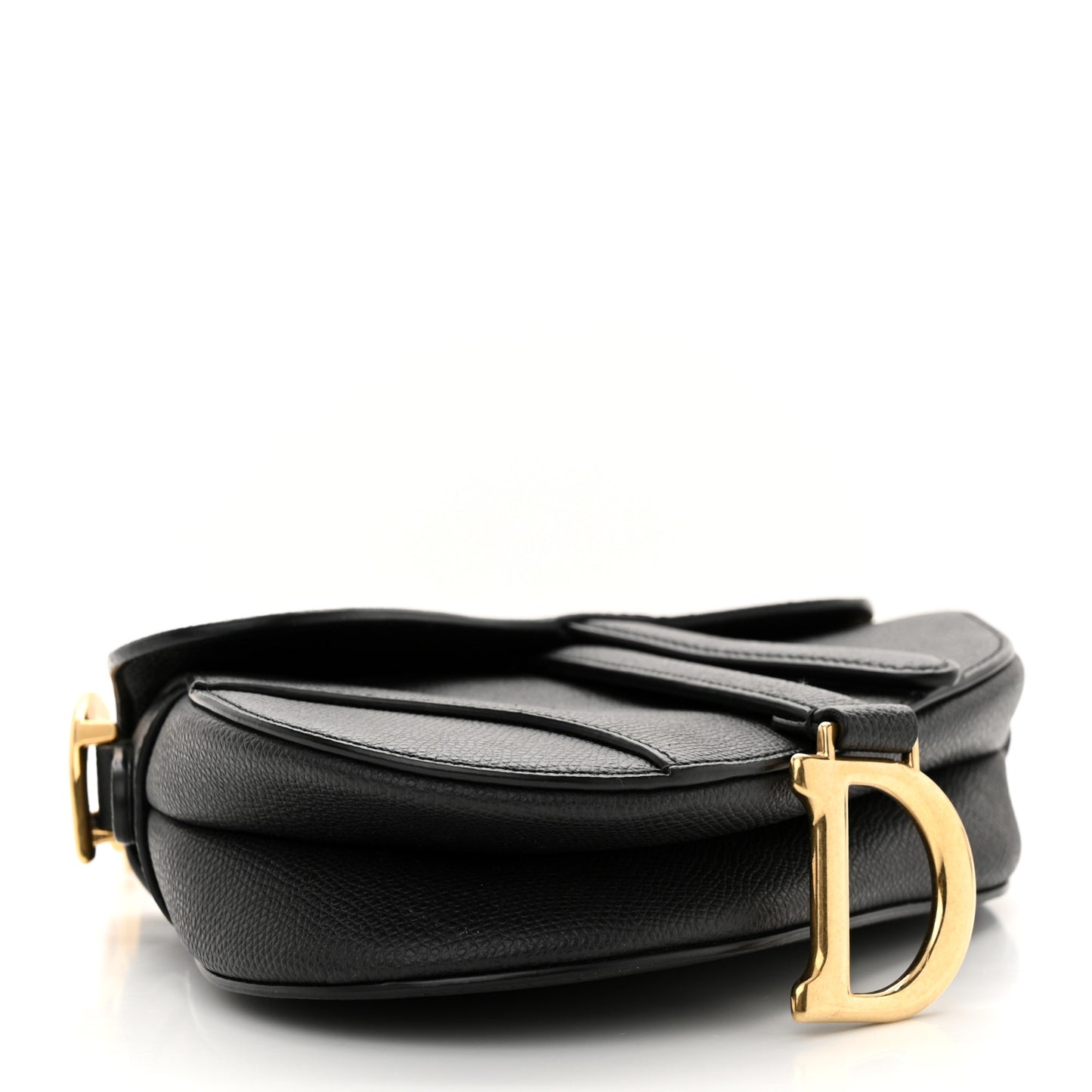 Grained Calfskin Mini Saddle Bag Black