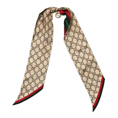 Gucci Silk Stripe Head Scarf Brown 1 of 4