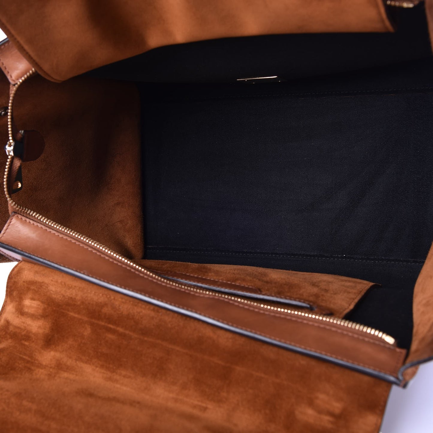 Natural Calfskin Suede Medium Trapeze Tan