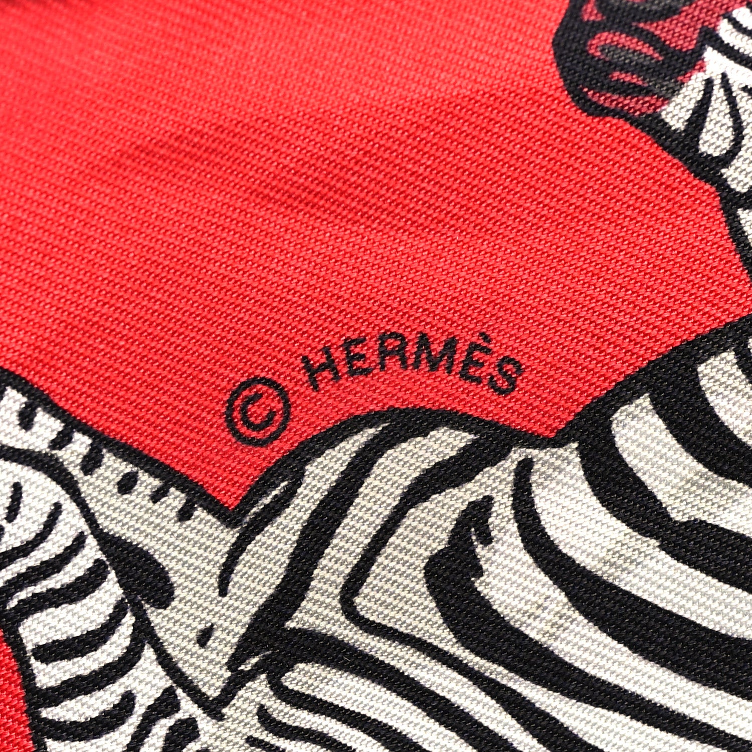 Hermes Silk Les Zebres Twilly Rouge Bleu Noir 4 of 4