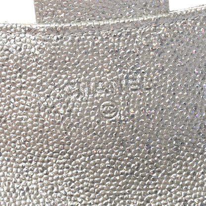 Chanel Glittered Metallic Caviar Quilted Flap Card Holder Wallet Silver 6 of 8