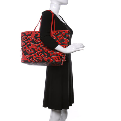 Louis Vuitton X UF Tufted Monogram Neverfull MM Black Red 2 of 11