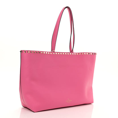 Valentino Garavani Grained Calfskin Rockstud Shoulder Tote Feminine Pink 3 of 11