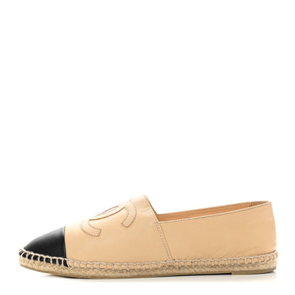 Chanel Lambskin CC Espadrilles 38 Beige Black 1 of 11