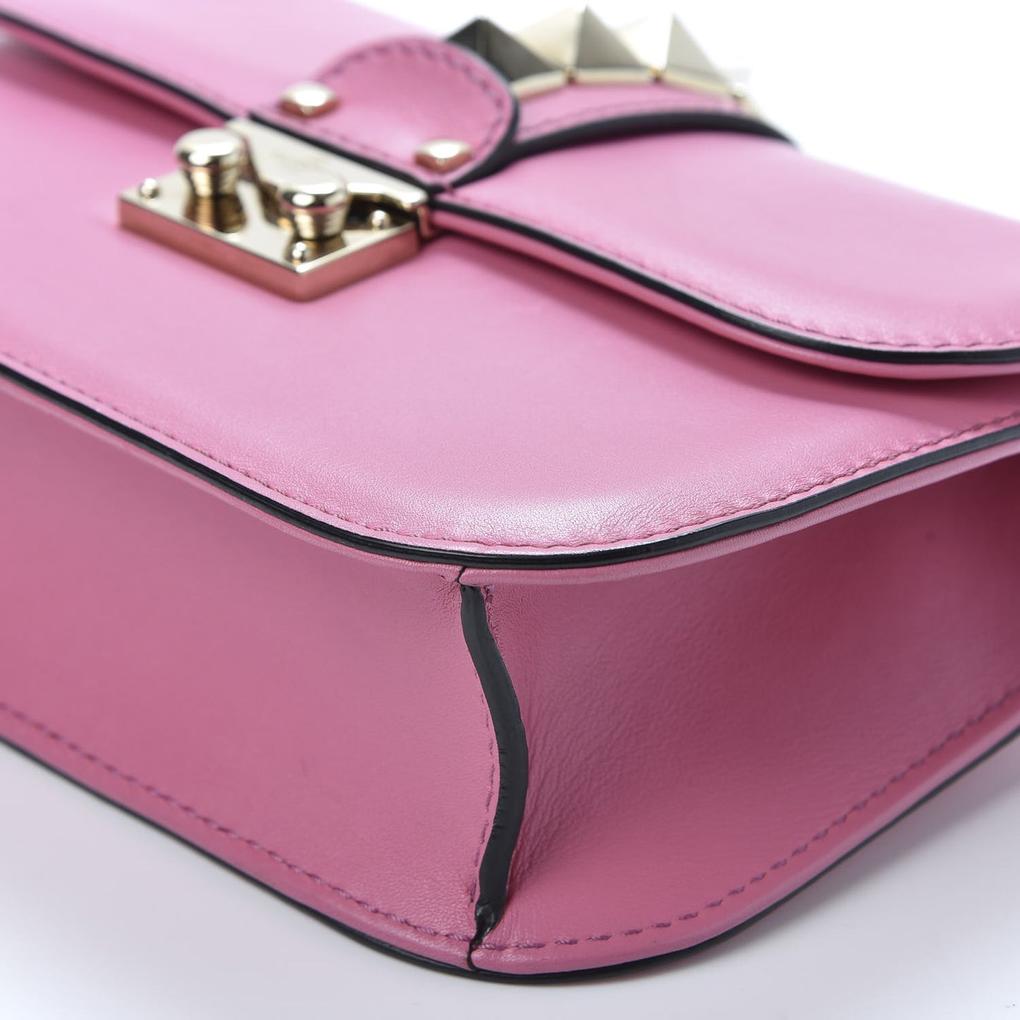 Vitello Small Glam Lock Rockstud Flap Rose Violet