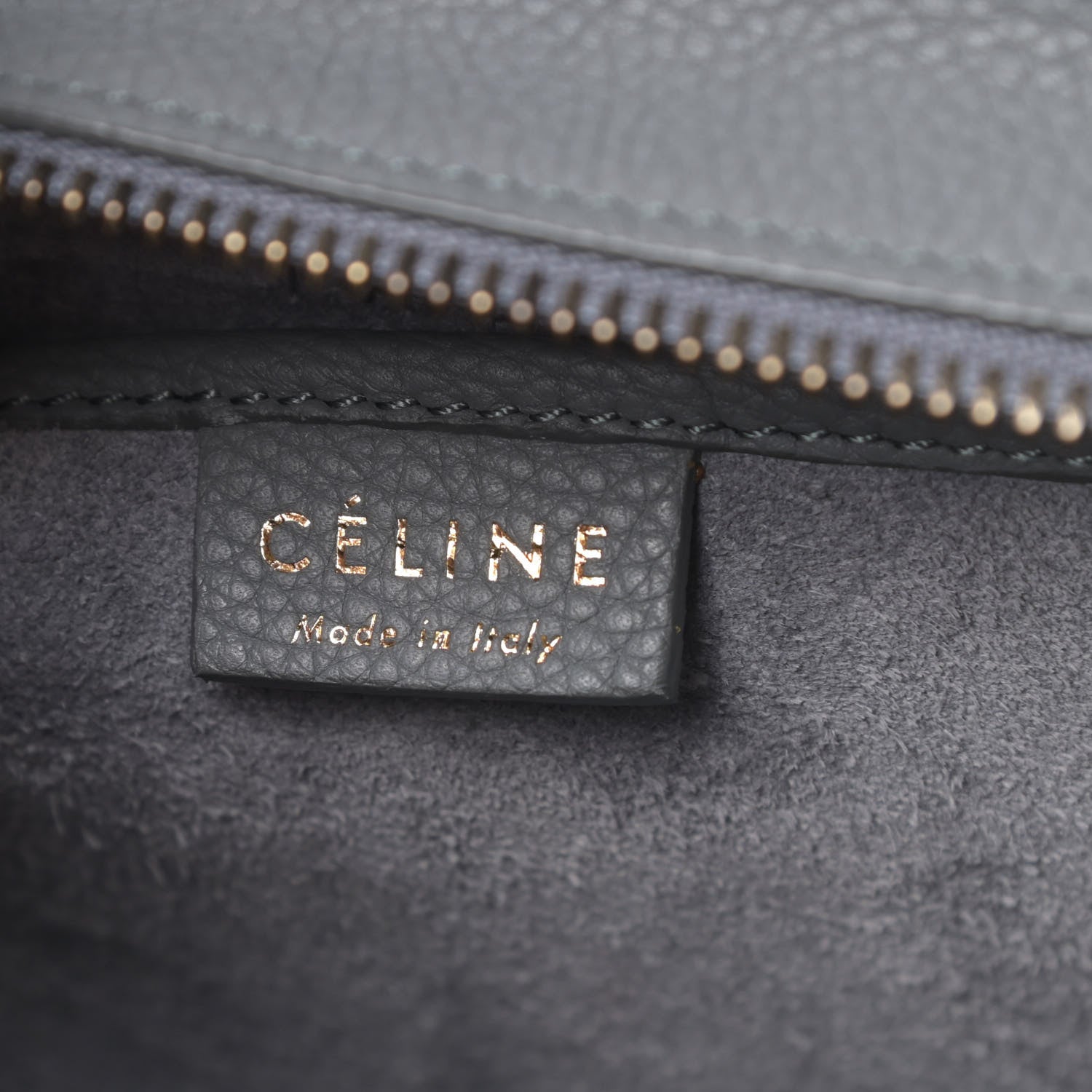 Celine Drummed Calfskin Nano Luggage Kohl 6 of 12