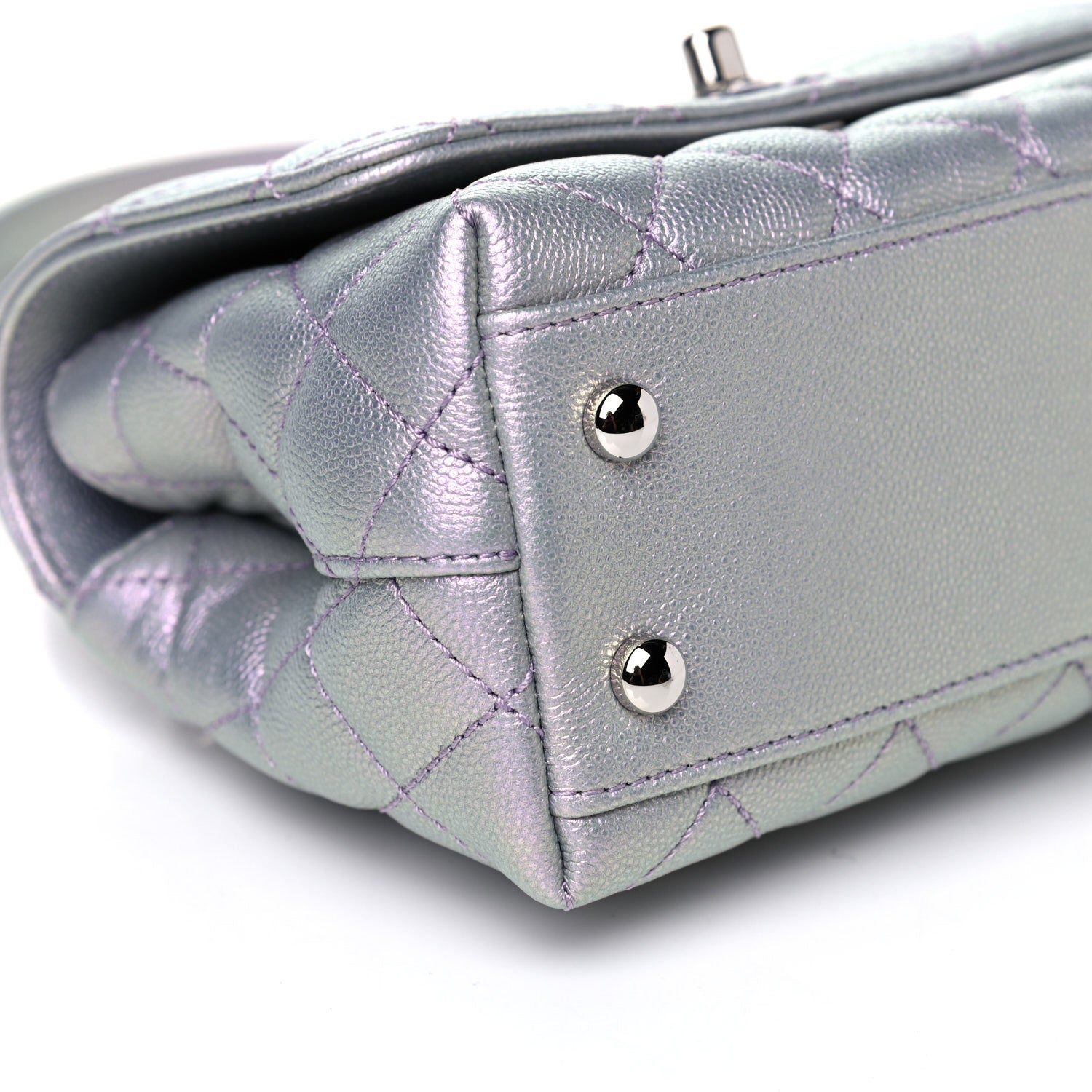 Chanel Iridescent Caviar Quilted Extra Mini Coco Handle Flap Purple 8 of 10
