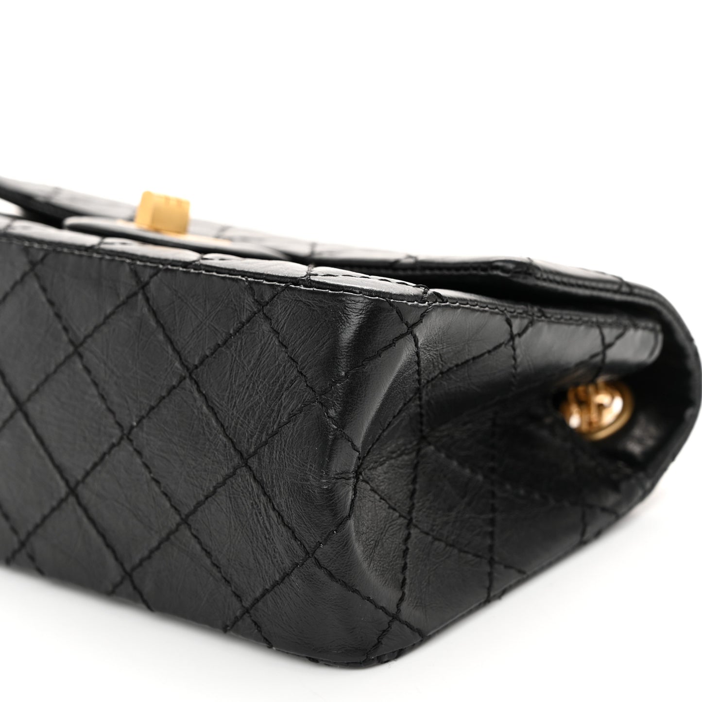 Aged Calfskin Quilted 2.55 Reissue Mini Flap Black