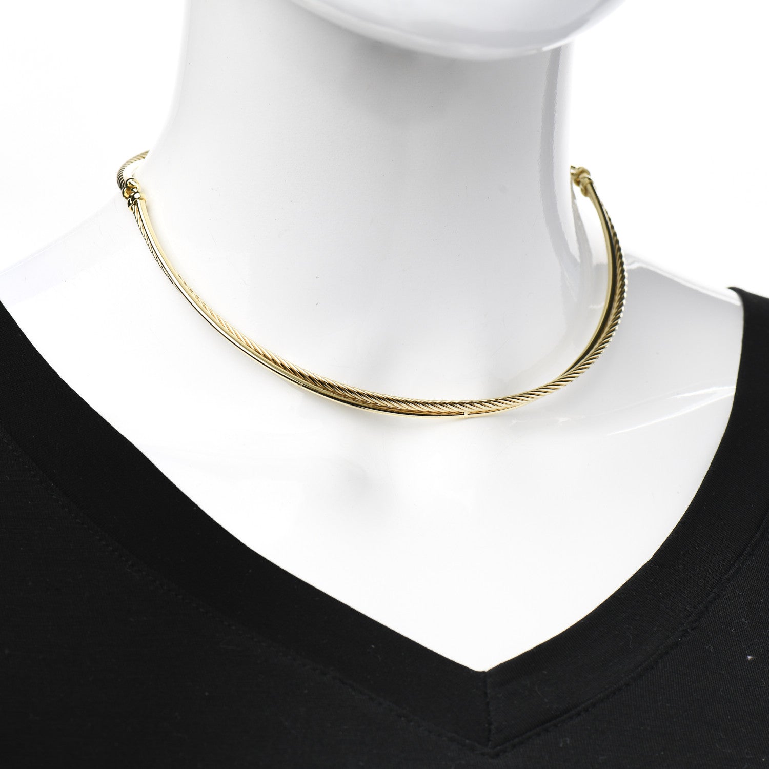 David Yurman 18K Yellow Gold Crossover Cable Choker Necklace 2 of 4