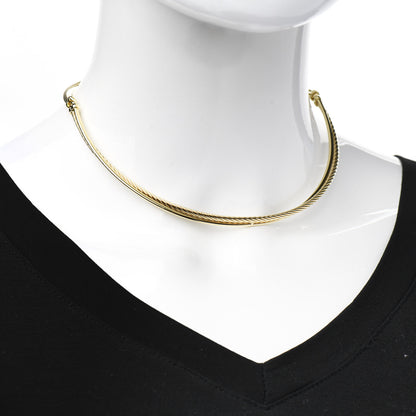 David Yurman 18K Yellow Gold Crossover Cable Choker Necklace 2 of 4