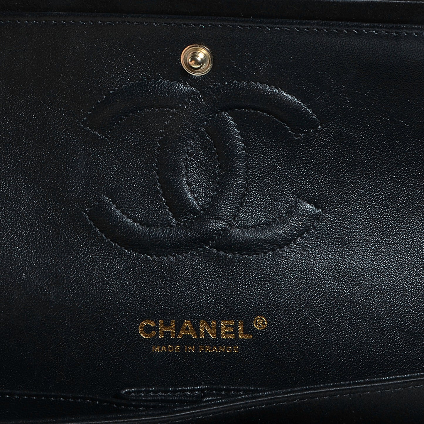 Satin Quilted Medium Double Flap Black