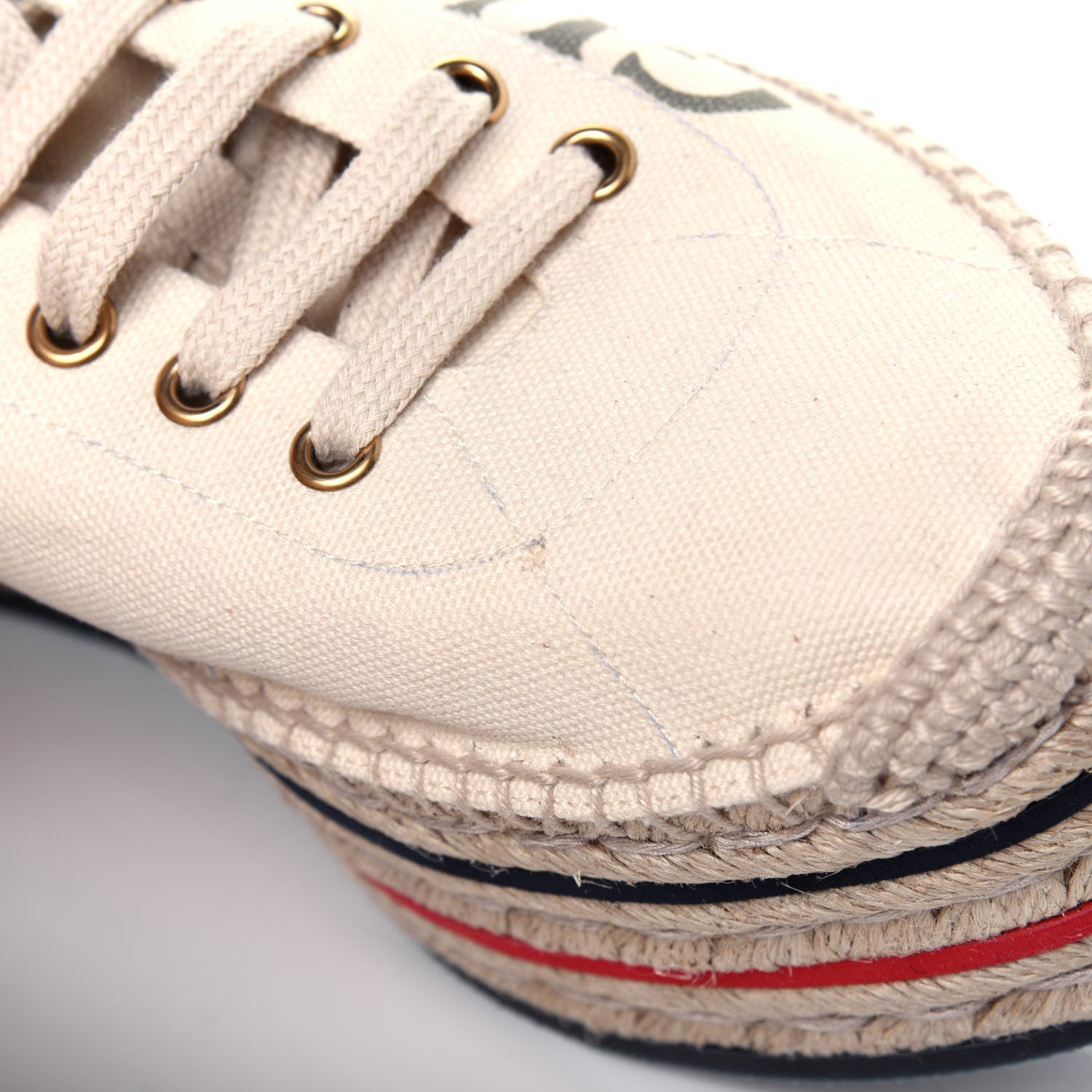 Gucci Canvas Logo Lace-Up Platform Espadrilles 40.5 Greggio Grege 9 of 16