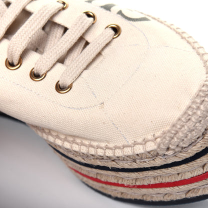 Gucci Canvas Logo Lace-Up Platform Espadrilles 40.5 Greggio Grege 9 of 16